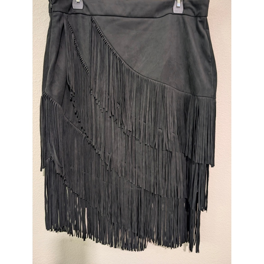 Idyllwind Fringe Skirt L Black Rodeo Cowgirl Faux Suede Western Tiered Concert